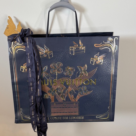 Louis Vuitton Navy and Gold Shopping Bag - 2025 Edition